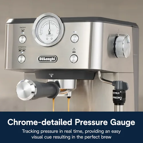Miniatura 15 de De’Longhi Máquina de café espresso clásica con espumador de leche, bomba de 15 bares y control de temperatura - Kit de cafetera barista
