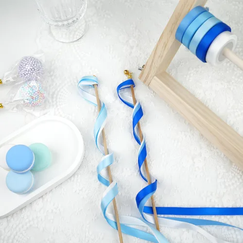 Miniatura 6 de MAYREEL - Cinta de satén azul 3/8 pulgadas, surtido de cintas finas azul bebé claro para envolver regalos, bodas, baby shower, decoración