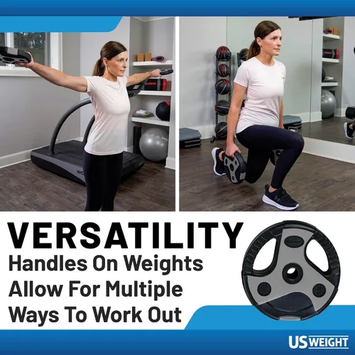 Miniatura 7 de US Weight Juego de pesas de 43 libras para gimnasio en casa con barra acolchada de 55 pulgadas, pesas ajustables para ejercicio, levantamiento