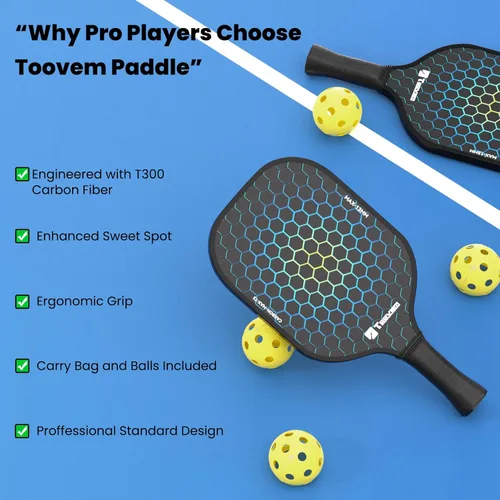 Miniatura 9 de Toovem Carbon Fiber Pickleball Paddles – Lightweight 2-Pack T300 Or 1 PC T700 Pickleball Paddle Carbon Fiber Racket, Pickle Ball Paddles Gifts with