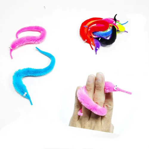 Miniatura 4 de SHENGSEN 24 piezas de juguetes de gusanos peludos, gusanos de cuerda para mascotas, gusanos peludos en cuerda, juguete de truco, regalos de fiesta
