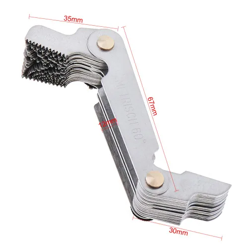 Miniatura 6 de Medidor de tornillo métrico e imperial y estadounidense SAE + 51 unidades de calibre de rosca America SAE