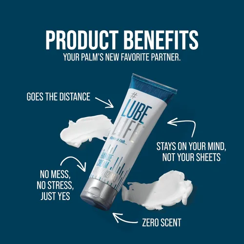 Miniatura 5 de LubeLife Handie Cream, lubricante a base de agua para hombres y parejas, hecha con ingredientes naturales, textura cremosa, 4 onzas líquidas