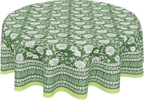 Sweetshow Mantel redondo verde para exteriores, 60 pulgadas, color blanco, floral, chinoiserie, mantel decorativo para el hogar, cocina, comedor,