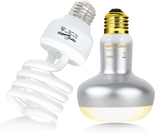 Miniatura 7 de REPTI ZOO Paquete combinado de lámpara de calor para reptiles con doble lámpara de reptil, luz intensa de 100 W, lámpara de calefacción de luz