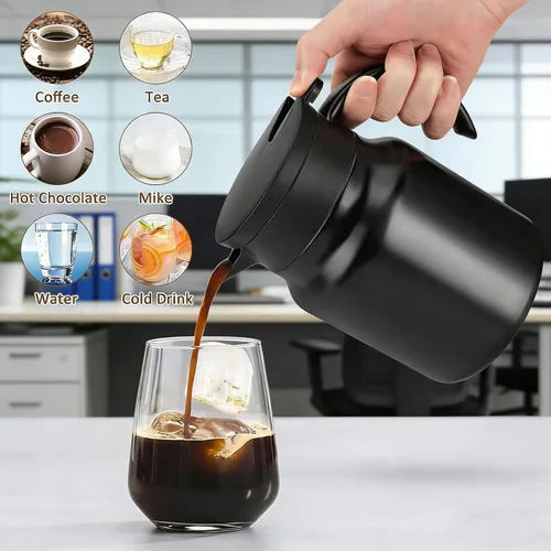 Miniatura 4 de Jarra térmica de café de 34 onzas, olla de té de acero inoxidable 316, jarra de café al vacío de doble pared retención de calor y frío sin BPA