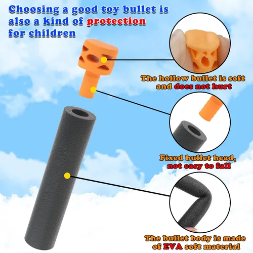 Miniatura 3 de EKIND 200 balas de espuma suave con punta de 2.8 pulgadas para pistolas Nerf N Strike, negro