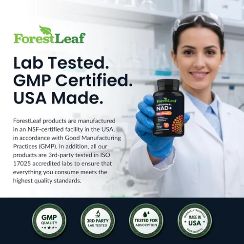 Miniatura 6 de ForestLeaf NAD - Cápsulas de resveratrol, suplemento liposomal NAD para mujeres y hombres con D-ribosa y granada, NAD+ para energía, concentración