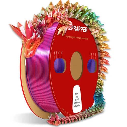 Miniatura 42 de RepRapper Filamento de ácido poliláctico (PLA), paquete de muestra de purpurina multicolor, brillante Galaxy Silk PLA0.069 pulgadas para impresora
