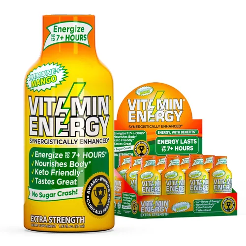 Miniatura 74 de Vitamin Energy Immune+ Extra Strength Energy Shot Army Orange 10 unidades, 260 mg de cafeína natural, vitaminas B, citicolina, té verde, apoyo