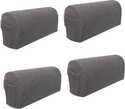 Miniatura 9 de Juego de 4 fundas elásticas para brazos de sofá, con bolsillo, fundas extraíbles antideslizantes para reposabrazos para sillón reclinable