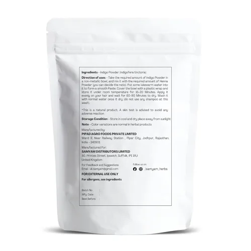 Miniatura 6 de SAMYAM Polvo índigo natural - 200g (7 oz) Tinte natural para el cabello, libre de químicos y PPD
