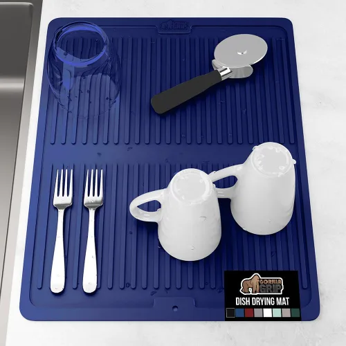 Miniatura 10 de GORILLA GRIP Tapete de microfibra ultra absorbente de agua, malla gruesa de secado rápido, almohadilla antideslizante para platos de fregadero