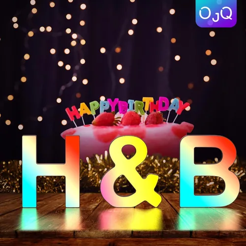 Miniatura 8 de OJQ Letras LED Iluminadas con Música Sincronizada de Letras del Alfabeto Coloridas - Luz de Dormitorio con Cambio de Color - Regalos de Cumpleaños