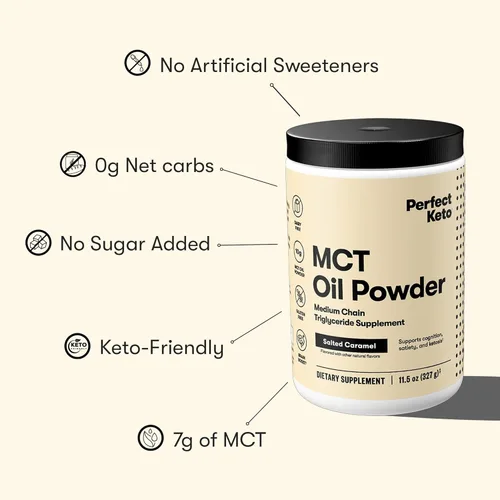 Miniatura 6 de Perfect Keto 7g de polvo de aceite MCT, suplemento de triglicéridos de cadena media, crema de café sin lácteos para dieta Keto, mezcla de aceite MCT