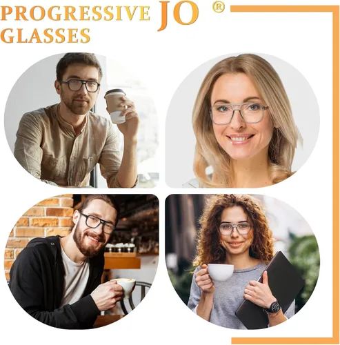 Miniatura 2 de JO Progressive Multifocus Reading Glasses Men Women - No Line Progressive Reader Half-Rim for Mid-Near