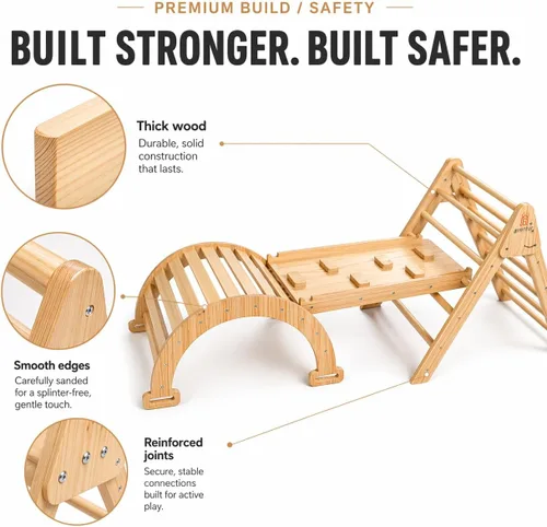Miniatura 6 de Avenlur Hazel - Gimnasio de escalada interior 5 en 1, juego de escalada Waldorf y Montessori con escalera triangular, rampa de escalada, escalador