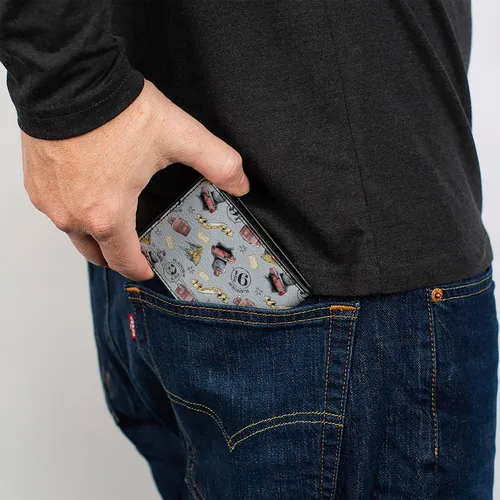Miniatura 5 de Buckle-Down Billetera plegable para hombre Harry Potter, 4.0" x 3.5", Harry Potter Hogwarts Express iconos collage azul cielo