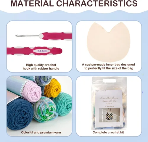 Miniatura 4 de Kit de ganchillo Hanfetch para avanzados o principiantes intermedios, video tutorial paso a paso e instrucciones detalladas. Suministros