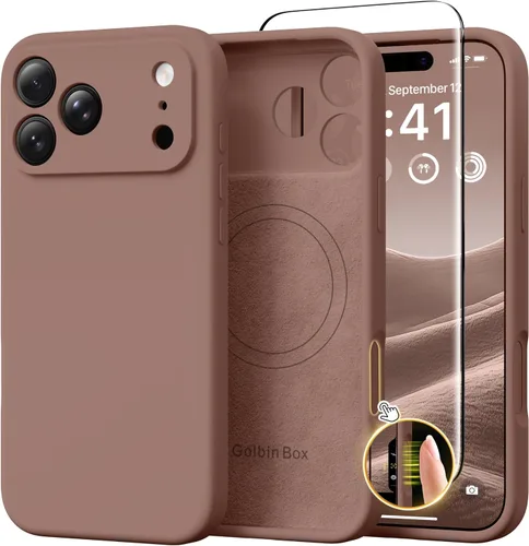 Miniatura 134 de GolbinBox Funda magnética para iPhone 17, compatible con MagSafe, cubierta de silicona integrada para control de cámara, funda de silicona líquida a