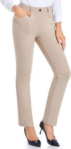 HARTPOR Women's Yoga Dress Pants Stretchy for Work Office Slacks for Business Casual Pants PetiteRegular with Pockets
