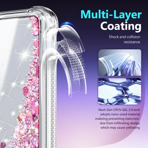 Miniatura 275 de NGB - Funda de teléfono diseñada para Samsung Galaxy S9+ Plus, morado/azul, con purpurina líquida para mujeres y niñas, con protector de pantalla