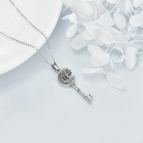 Miniatura 28 de ONEFINITY Collar de plata de ley 925 con diseño de árbol de la vida con colgante de nudo celta de concha de abulón para mujer