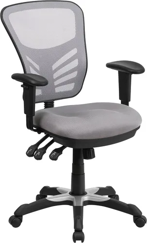 Miniatura 22 de Flash Furniture Nicholas Silla Giratoria de Respaldo Medio para Oficina y Juegos, Silla de Oficina Ergonómica de Malla con Soporte Lumbar y Altura