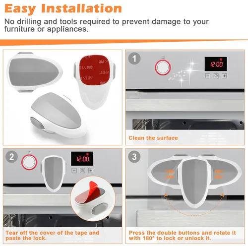 Miniatura 6 de 2 cerraduras de puerta para horno, seguridad para niños, horno a prueba de bebés, cerradura frontal para horno a prueba de niños, fácil de instalar