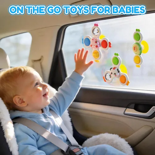 Miniatura 7 de 3 piezas de ventosa giratoria para bebés, juguetes Montessori de baño para bebés de 0 a 6 a 12 meses, sonajero de bebé para viajes, regalos