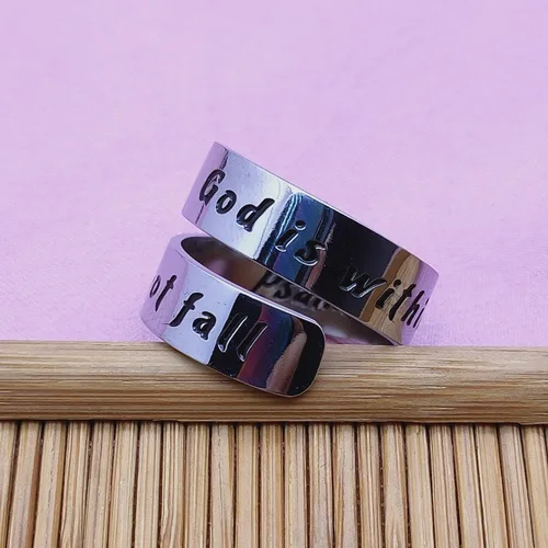 Miniatura 9 de HOFOYA Anillos inspiradores ajustables de acero inoxidable, anillos de grabado, joyería motivacional, graduación, San Valentín, regalos