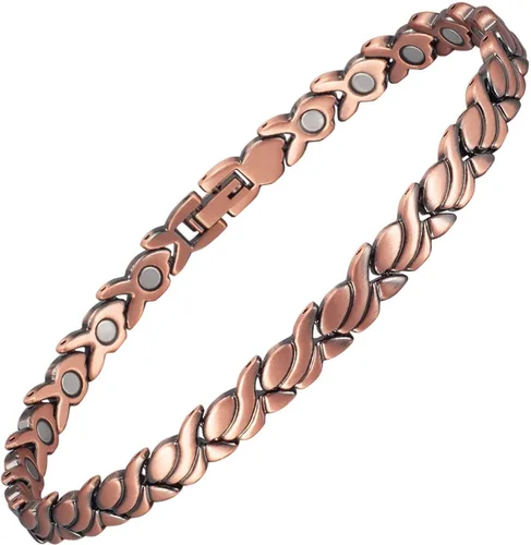 MagVIVACE Tobillera de cobre para mujer para artritis y articulaciones, tobillera de cobre puro, terapia magnética natural para aliviar el dolor,
