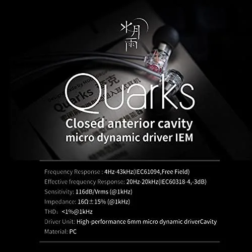 Miniatura 3 de Moondrop Quarks - Auricular IEM con controlador micro dinámico de cavidad anterior cerrada (con micrófono)