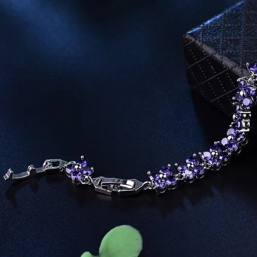 Miniatura 9 de GULICX - Pulsera de tenis con cristales de Swarovski y cristales redondos chapados en oro