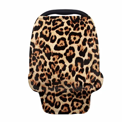 Miniatura 18 de Forchrinse Funda de asiento de coche de leopardo beige para bebés suave transpirable lactancia lactancia cubierta elástica infantil asiento de coche