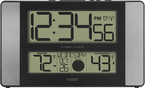 Miniatura 8 de La Crosse Technology Reloj digital de pared/mesa atómico, 11.1 x 6.5 pulgadas (513-1417BS)