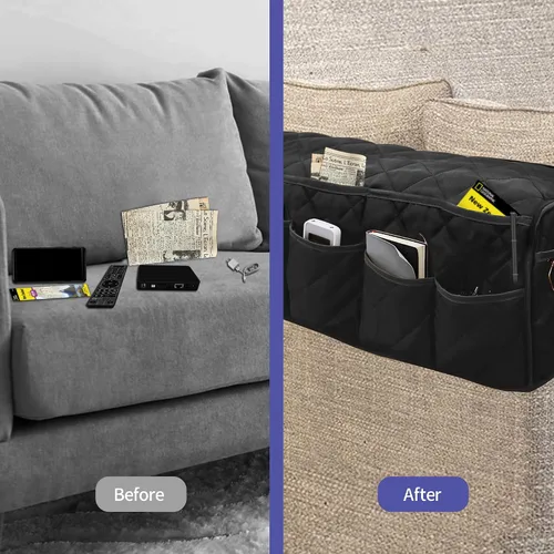 Miniatura 3 de MEHIDFY Organizador de sillón, organizador de reposabrazos de sofá impermeable, organizador de sillón reclinable antideslizante, soporte para mando