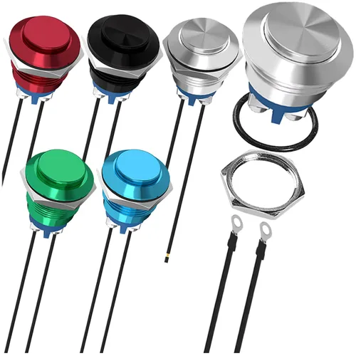 Miniatura 11 de 6Pcs Interruptor de botón de cierre led de 12mm con carcasa negra y pre-cableado, interruptor de botón a prueba de agua IP65, 1NO 1 normalmente, B.