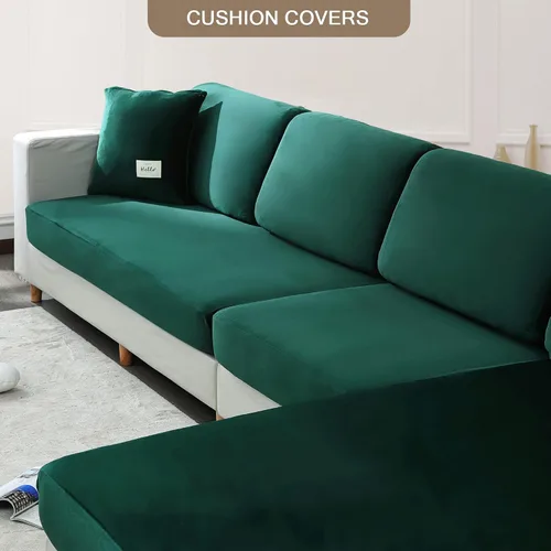 Miniatura 2 de Fundas elásticas de cojín para sofá, fundas de cojín de terciopelo suave, fundas de cojín para la espalda, protector de muebles con parte inferior