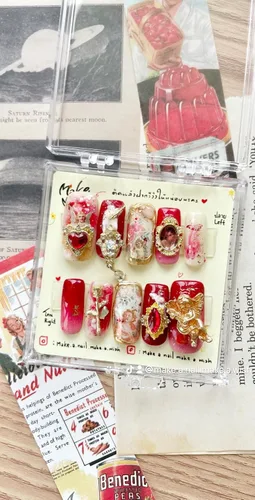 Miniatura 3 de Boudoir red angel! press on nails, False nail, fake nails, handmade, nail art design by make.a.nail.make.a.wish