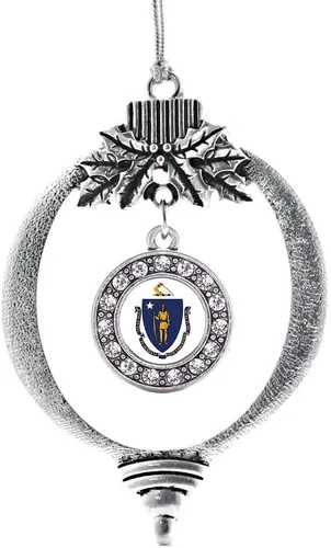 Miniatura 177 de Inspired Silver - Twin One - Adorno festivo de Navidad de plata - Adorno festivo de árbol de Navidad con dije de círculo y circonita cúbica