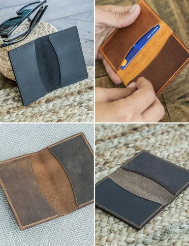 Miniatura 12 de Carteras de cuero genuino hechas a mano, tarjeteros minimalistas y fundas para pasaporte, regalo hecho a mano