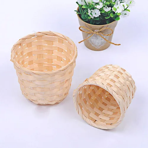 Miniatura 7 de BESPORTBLE Cesta de mimbre decorativa de bambú con tapa grande para habitación, hogar, oficina, entrada