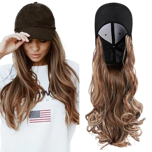 Miniatura 53 de SEGO Gorra de béisbol con extensiones de cabello para mujer, resistente al calor, sintético, 6 pulgadas, ajustable, corta, recta, peluca de repuesto