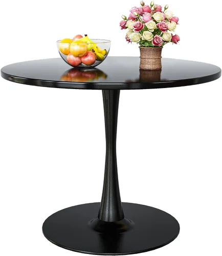 Miniatura 9 de Recaceik Mesa de comedor redonda moderna, mesa de tulipanes de 31.5 pulgadas con tablero de MDF y base de pedestal de metal para comedor, sala