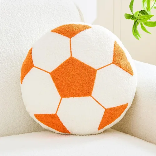 Miniatura 8 de Uvvyui Almohada de fútbol de fútbol con forma redonda, decorativa para decoración de habitación, cojín de felpa para sofá y dormitorio