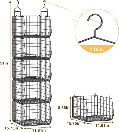 Miniatura 3 de Capacity Upgrade Edition Deeper - Organizador y almacenamiento plegable de armario de 4 pulgadas y 5 niveles, estantes de alambre y estante con 5