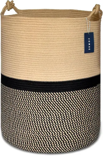 Miniatura 15 de COMSE Cesta de Manta Extra Grande, Cesta de Almacenamiento Tejida Alta, Cesta de Guardería, 15.7"x 21.7", Cesta de Lavandería de Cuerda de Algodón