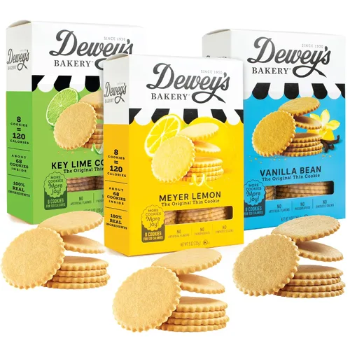 Miniatura 8 de Dewey's Bakery Meyer Lemon, Brownie Crisp & Triple Ginger Moravian Cookie Paquete variado fino Horneado en pequeños lotes Ingredientes reales