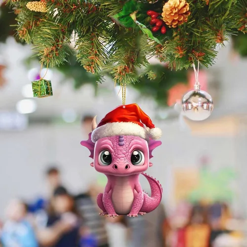 Miniatura 9 de 6 adornos colgantes para árbol de Navidad de dragón, adorno acrílico para colgar de Navidad, decoración gótica festiva, adorno decorativo